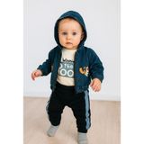 Aki Moda Kids Aki Moda Kıds Erkek Bebek Ayı Kaplan Detaylı Kot Ceketli Eşofman Badi 3 Parça Erkek Bebek Takım - 6 - 9 Ay - 0-Lacivert