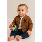 Aki Moda Kids Akı Moda Kıds Erkek Bebek Süet Kahverengi Fermuarlı, Kapşonsuz Hırka Pantolon Sweatshırt Takım - 12 - 18 Ay - 0-Kahverengi