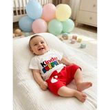 Aki Moda Kids Aki Moda Kıds Kinder Temalı Unısex Bebek Tulum Kısa Kollu Pamuklu - 00-Kırmızı - 6 - 9 Ay