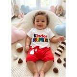 Aki Moda Kids Aki Moda Kıds Kinder Temalı Unısex Bebek Tulum Kısa Kollu Pamuklu - 00-Kırmızı - 9 - 12 Ay