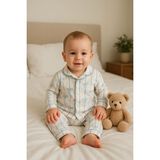 Aki Moda Kids Erkek Kız Bebek Unısex Fiyonk Desenli Pamuklu Alt Üst 2 Parça Pijama Takımı - 9 - 12 Ay - 00Mavi