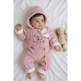 Aki Moda Kids Kız Bebek Yan Tavşan Detaylı Peluş Tulum Kalıbı Büyüktür - 50P-Pembe - 9 - 12 Ay