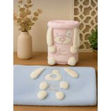 Aki Moda Kids Kız Erkek Bebek 90 x 90 %100 Naturel Anti Alerjik Neşeli Peluş Battaniye - Açık Mavi - 90*90