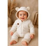 Aki Moda Kids Kız Erkek Bebek Içi Welsoft Dışı Kadife Kalın Kışlık Astronot Tulum - 00-Beyaz - 6 - 9 Ay