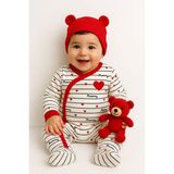Aki Moda Kids Kız Yenidoğan Bebek I Love Mom Dad Baskılı Tulum - 240-Kırmızı - 0- 3 Ay