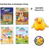 Akide Şekeri 3 Yaş Üzeri Yeşil Başlı Bata ve Arkadaşları 4 Kitap + Sarı Ördi Peluş 25 cm Oyuncak