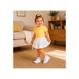 AKİF GİYİM Kız Bebek & Çocuk Fırfırlı Etek Fiyonklu Bluz Takımı