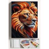 Akihabara Sayılarla Boyama Çerçeveli Hobi Seti Numaralı Tuval Fırça Boya Dahil Kasnaklı ASLAN 40X50 Cm