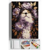 Akihabara Sayılarla Boyama Hobi Seti Çerçeveli Numaralı Tuval Fırça Boya Dahil 40x50 Cm - ÇİÇEK AÇAN KEDİ