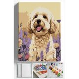 Akihabara Sayılarla Boyama Hobi Seti Çerçeveli Numaralı Tuval Fırça Boya Dahil 40x50 Cm - ÇİÇEKLİ SÜS KÖPEĞİ
