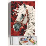 Akihabara Sayılarla Boyama Hobi Seti Çerçeveli Numaralı Tuval Fırça Boya Dahil 40x50 Cm - HALI DESENLİ AT