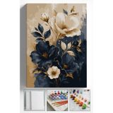 Akihabara Sayılarla Boyama Hobi Seti Çerçeveli Numaralı Tuval Fırça Boya Dahil 40x50 Cm - MAVİ TEK ÇİÇEK