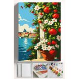Akihabara Sayılarla Boyama Hobi Seti Çerçeveli Numaralı Tuval Fırça Boya Dahil 40x50 Cm - NAR ÇİÇEĞİ