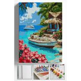 Akihabara Sayılarla Boyama Hobi Seti Çerçeveli Numaralı Tuval Fırça Boya Dahil 40x50 Cm - TEKNE VE BAMBU