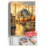 Akihabara Sayılarla Boyama Hobi Seti Çerçeveli Numaralı Tuval Fırça Boya Dahil 50x70 (BÜYÜK BOY) Cm - CAMİ MANZARA