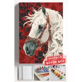 Akihabara Sayılarla Boyama Hobi Seti Çerçeveli Numaralı Tuval Fırça Boya Dahil 50x70 (BÜYÜK BOY) Cm - HALI DESENLİ AT