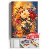 Akihabara Sayılarla Boyama Hobi Seti Çerçeveli Numaralı Tuval Fırça Boya Dahil 50x70 (BÜYÜK BOY) Cm - İŞLEMELİ VAZO