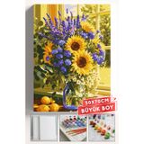 Akihabara Sayılarla Boyama Hobi Seti Çerçeveli Numaralı Tuval Fırça Boya Dahil 50x70 (BÜYÜK BOY) Cm - LİMONLU VAZO