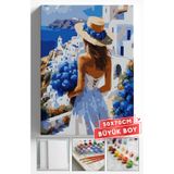 Akihabara Sayılarla Boyama Hobi Seti Çerçeveli Numaralı Tuval Fırça Boya Dahil 50x70 (BÜYÜK BOY) Cm - MAVİ BODRUM