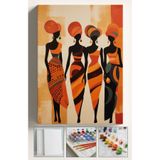 Akihabara Sayılarla Boyama Hobi Seti Çerçeveli Numaralı Tuval Fırça Boya Kasnaklı SANATSAL KADINLAR 40x50 Cm