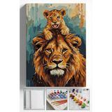 Akihabara Sayılarla Boyama Seti Numaralı Tuval Fırça Boya 40x50 Cm - ASLAN VE MİNİK