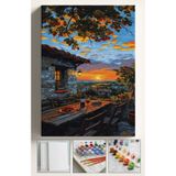Akihabara Sayılarla Boyama Tuval Seti Fırça Boya Dahil (Çıtalı) 40x50 CM - GÜN BATIMI