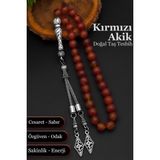 Akik Tesbih Doğal Taş Erkek Akik Tesbih 8 mm BT026 - Kırmızı