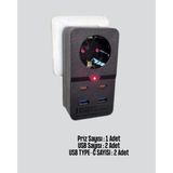 Akıllı Akım Dengelemeli Priz 2500W 4 USB Type C Çıkışlı Tdms-07 - Renkli - 1