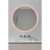 Akıllı Ayna Buhar Tutmayan 3 Renk Ledli Gümüş Çerçeveli Dekoratif Banyo Duvar Ofis Lavabo Aynası 80 Cm
