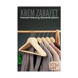 Akıllı Bayi 10'lu Lüks Krem Elbise Ceket Askısı - Ergonomik & Kaymaz Plastik Askı Seti - Ahşap Görünümlü 722534