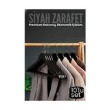 Akıllı Bayi 10'lu Lüks Siyah Elbise Ceket Askısı - Ergonomik & Kaymaz Plastik Askı Seti - Ahşap Görünümlü 722535