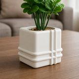 Akıllı Bayi 3D Baskı Square Planter - Izgara Desenli Küp Saksı-Beyaz - Standart - Renkli