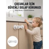 Akıllı Bayi 4 Adet Dolap ve Çekmece Emniyet Kilidi Çift Taraflı Bantlı Güvenli Tasarım Yeni Nesil - 0 - 1 Yaş
