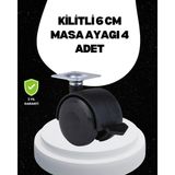 Akıllı Bayi 6 cm Kilitli Tekerlek Ayak 4 Adet Sehpa ve Ekipman Uyumlu - Standart
