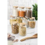 Akıllı Bayi 9 Lu Set Bambu Kapaklı Cam Kavanoz & Erzak Saklama Kabı 800 ml Orta Boy ( Vakum Kapak )