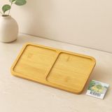 Akıllı Bayi Bambu Ahşap 2 Bölmeli Dikdörtgen Mini Tepsi - 12X23.4 cm Aby - Çok Renkli