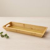 Akıllı Bayi Bambu Ahşap Sunum Tepsisi 16X40X4 cm Çift Kulplu Aby - Çok Renkli