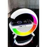 Akıllı Bayi Bluetooth Hoparlör Dijital Göstergeli Wireless Şarj Rgb Işıklı Aby - Çok Renkli