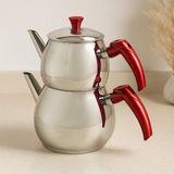 Akıllı Bayi Büyük Aile Çelik Çaydanlık Seti (Üst 1.2l / Alt 2l) Aby - Çok Renkli