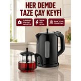 Akıllı Bayi Çaycı Cam Demlikli 1800W Güçlü ve Sıcak Tutmalı Elektrikli Çay Makinesi - Bitki Çayı