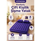Akıllı Bayi Çift Kişilik Şişme Yatak Dahili Pompalı 203X152X22 cm 2 Yastıklı - Çok Renkli
