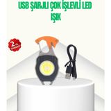 Akıllı Bayi Çok Işlevli USB Şarjlı Anahtarlık Fener - Çok Renkli