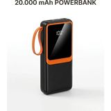 Akıllı Bayi Dahili Çoklu Kablolu 20000 Mah Powerbank Dijital Pil Göstergeli Telefon Şarj Cihazı - .