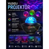 Akıllı Bayi Galaxy Efektli LED Gece Lambası Projektörü Bluetooth Bağlantılı