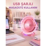 Akıllı Bayi Gece Lambası Özellikli Şarjlı Mini Masaüstü Fan Aby - Çok Renkli