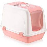 Akıllı Bayi Kapalı Kedi Tuvaleti ve Kum Kabı Jumbo Boy (Pembe-Beyaz