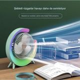 Akıllı Bayi Masaüstü Vantilatör USB Şarjlı Rgb LED Işıklı 3 Kademeli 180° Ayarlanabilir Soğutucu Fan M