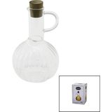 Akıllı Bayi Mini Cam Yağdanlık Çizgili Desen 300ML Ahşap Bambu Mantar Tıpa