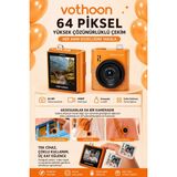 Akıllı Bayi Mini Dijital Kamera 64MP 16X Digital Zoom Retro Vintage 1.4’’ekranlı Video Kamera Taşınabilir Tasarım Turuncu