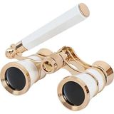 Akıllı Bayi Nefis Işlemeli, Tiyatro / Opera Dürbünü 3X25 Prinç Metal Kaplamalı Retro Beyaz